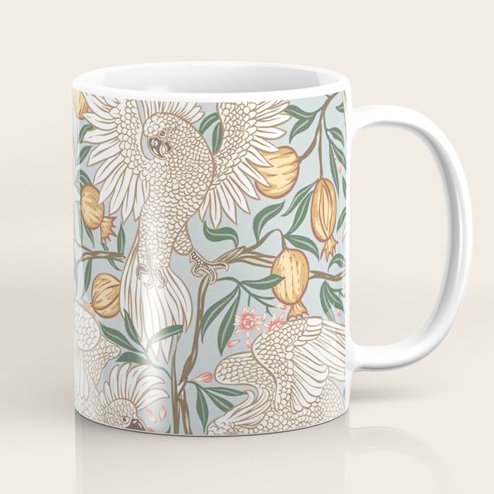 Walter Crane Parakeets Arts & Crafts Design Pale Blue Coffee Mug Gallery Image 1