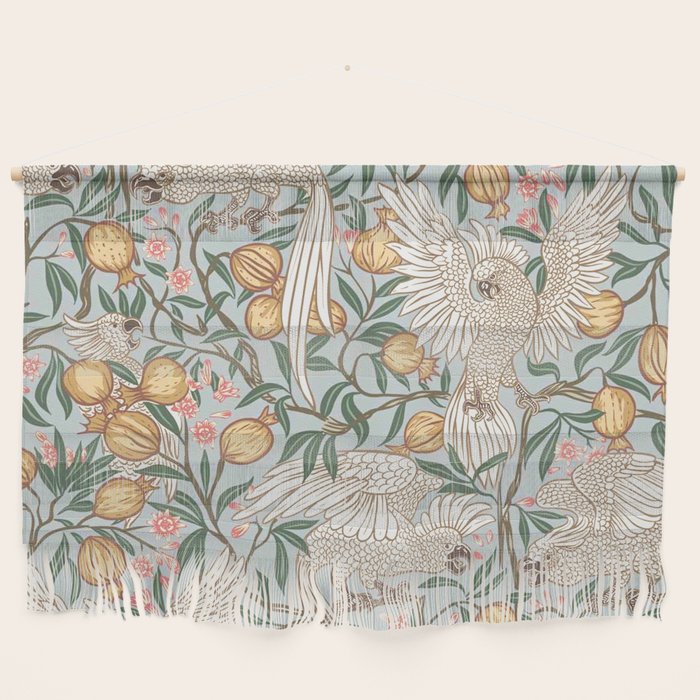 Walter Crane Parakeets Arts & Crafts Design Pale Blue Wall Hanging Gallery Image 1