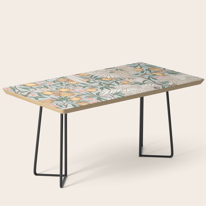 Walter Crane Parakeets Arts & Crafts Design Pale Blue Coffee Table Gallery Image 1