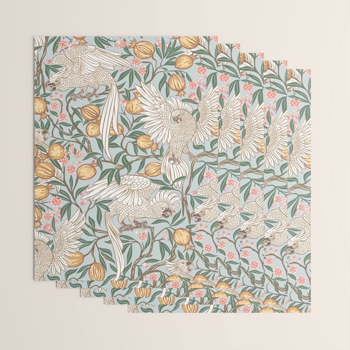 Walter Crane Parakeets Arts & Crafts Design Pale Blue Wrapping Paper Gallery Image 3