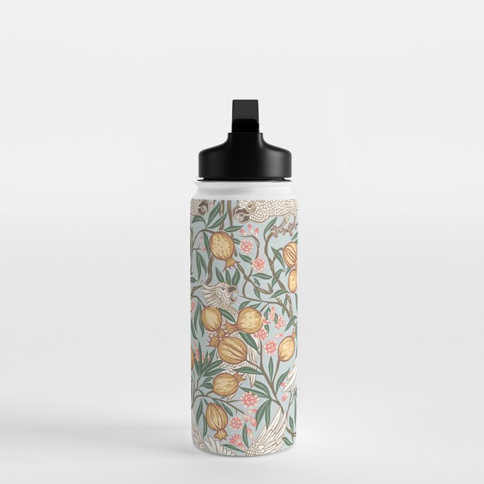 Walter Crane Parakeets Arts & Crafts Design Pale Blue Water Bottle Gallery Image 3