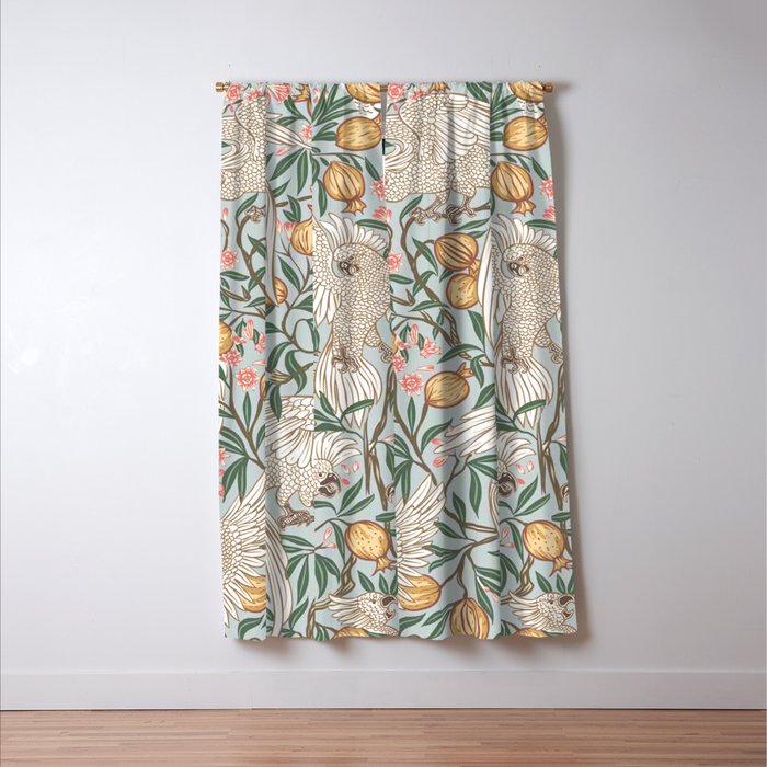 Walter Crane Parakeets Arts & Crafts Design Pale Blue Window Curtain Gallery Image 3