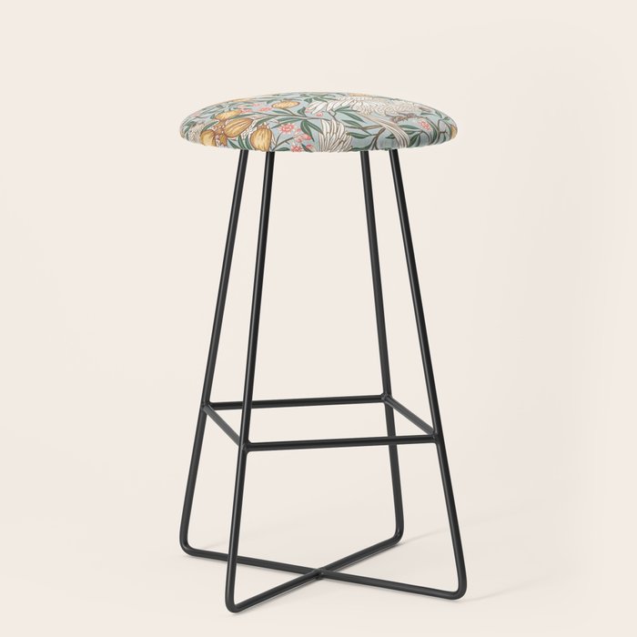 Walter Crane Parakeets Arts & Crafts Design Pale Blue Stool Gallery Image 1