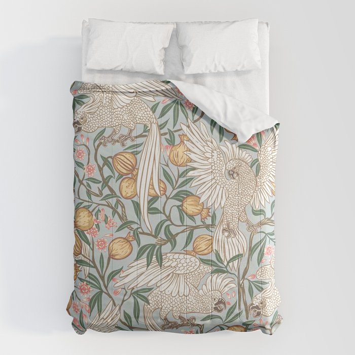 Walter Crane Parakeets Arts & Crafts Design Pale Blue Comforter Gallery Image 6