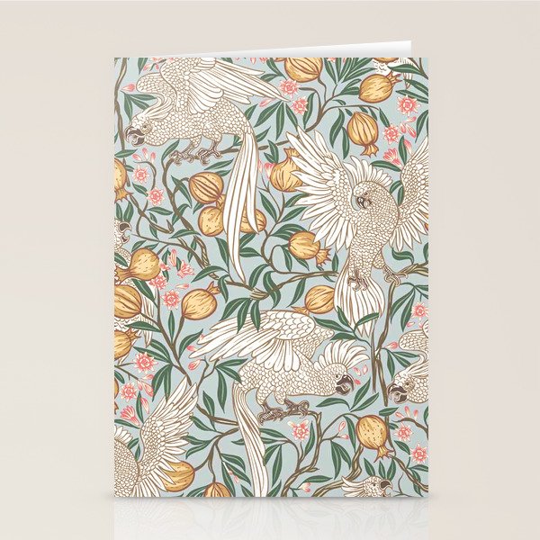 Walter Crane Parakeets Arts & Crafts Design Pale Blue Stationery Card Gallery Image 2
