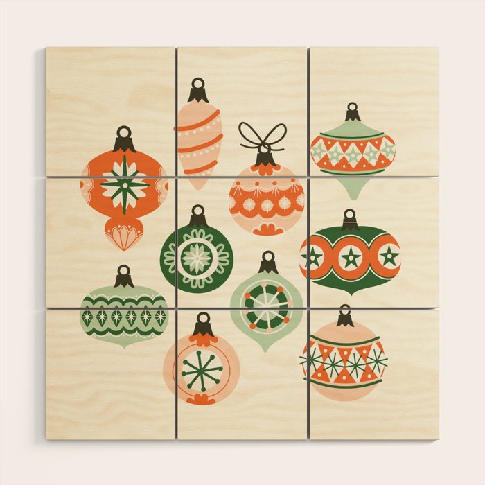 Vintage Ornaments Wood Wall Art Gallery Image 1