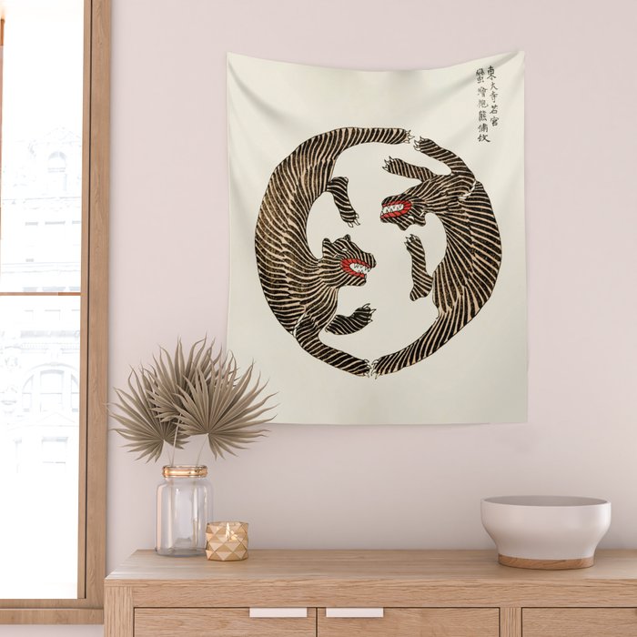Japanese Tigers by Taguchi Tomoki 1860-1869 - Tiger Wall Tapestry Gallery Image 2