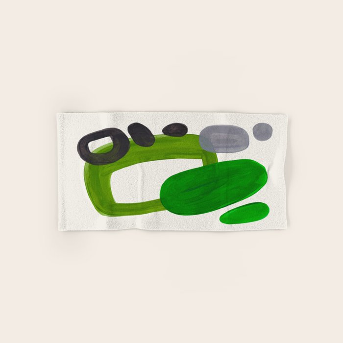Minimalist Modern Mid Century Colorful Abstract Shapes Olive Green Retro Funky Shapes 60's Vintage Towels Gallery Image 1