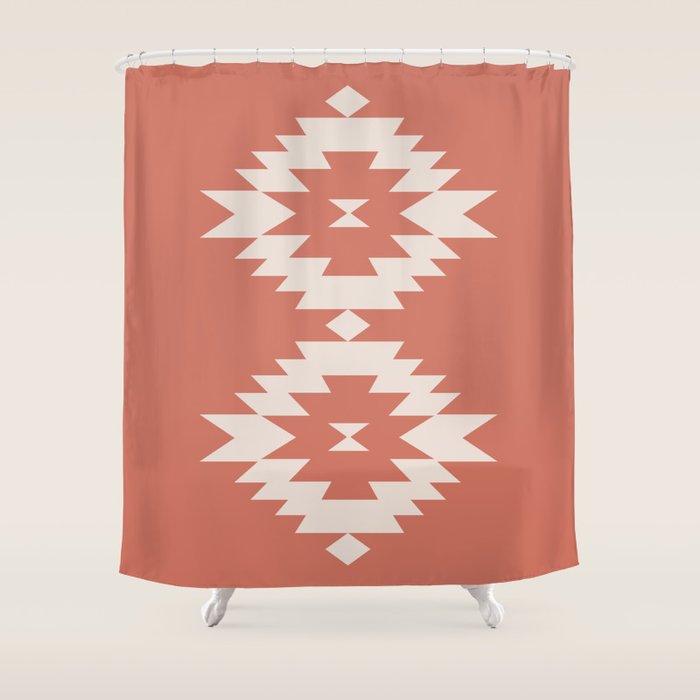 Southwestern Minimalism - Bright Coral Red Shower Curtain Gallery Image 1