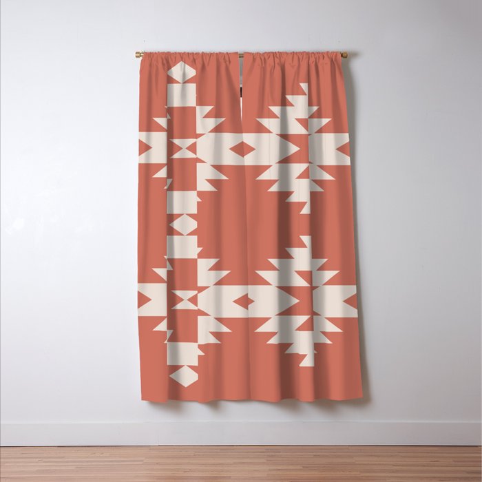 Southwestern Minimalism - Bright Coral Red Window Curtain Gallery Image 3