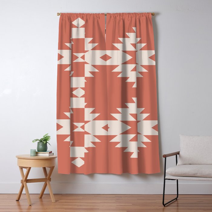 Southwestern Minimalism - Bright Coral Red Window Curtain Gallery Image 1