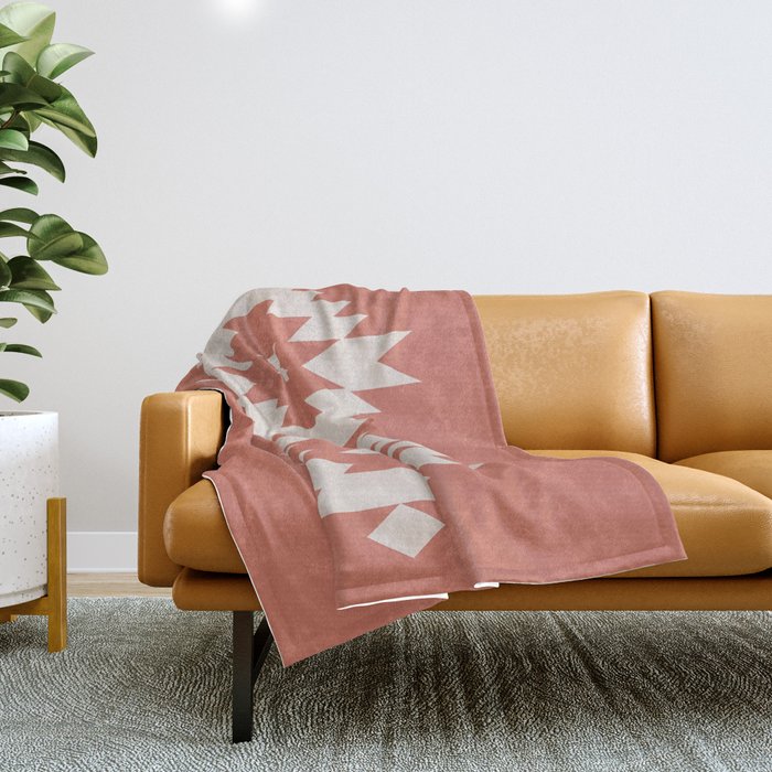 Southwestern Minimalism - Bright Coral Red Throw Blanket Gallery Image 1