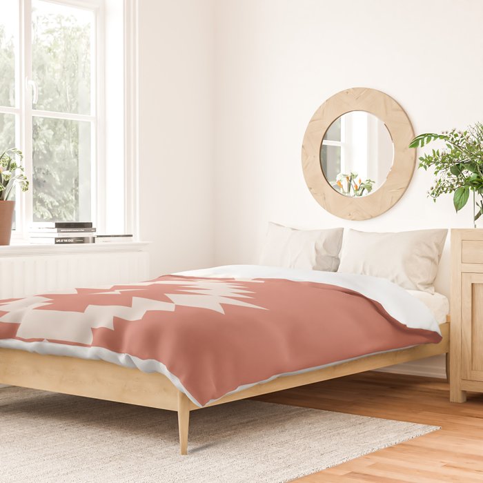 Southwestern Minimalism - Bright Coral Red Duvet Cover Gallery Image 2