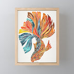 Siamese Fighting Fish - Orange & Blue Mini Art Print Gallery Image 1