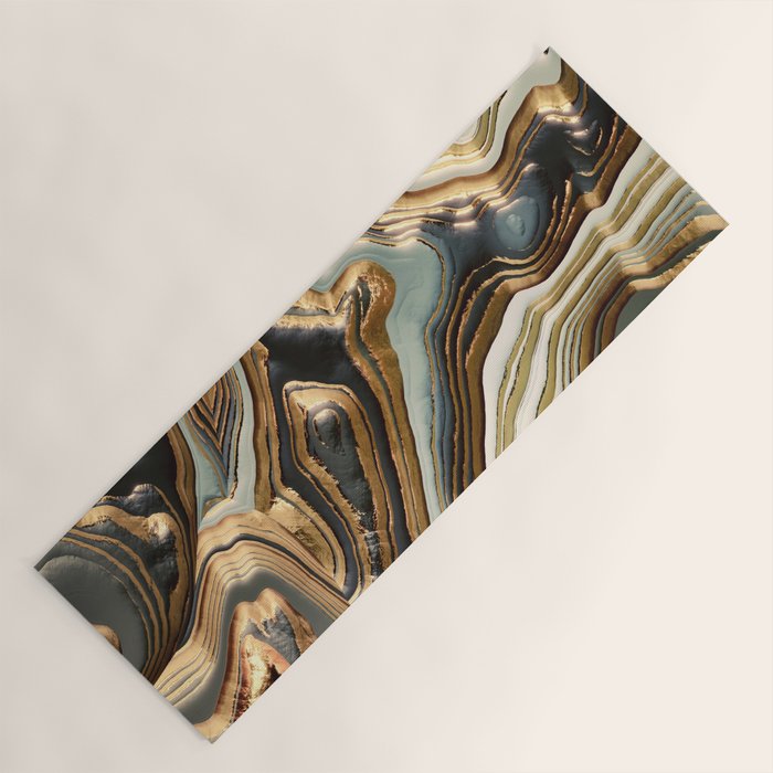 White Gold Agate Abstract Yoga Mat Gallery Image 1