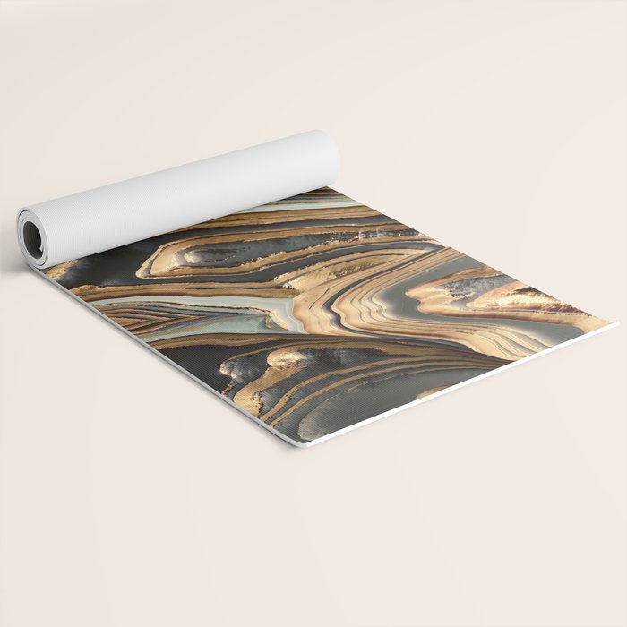 White Gold Agate Abstract Yoga Mat Gallery Image 2