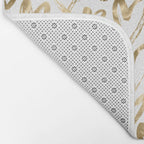 Gold Love Hearts Pattern on White Bath Mat Gallery Image 2
