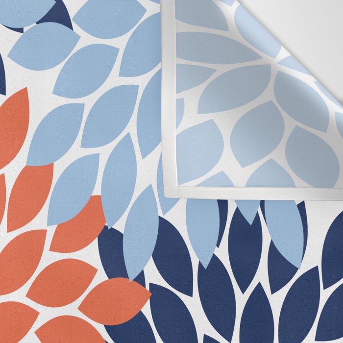 Navy Blue Orange Flower Burst Floral Pattern Dahlia Flower Petals Wall Tapestry Gallery Image 3