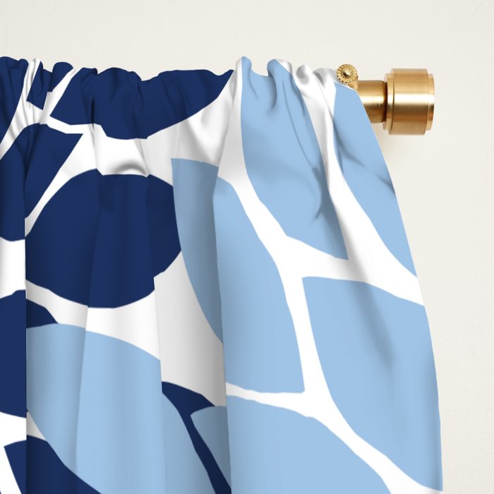 Navy Blue Orange Flower Burst Floral Pattern Dahlia Flower Petals Window Curtain Gallery Image 2