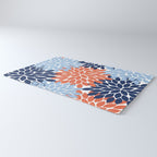 Navy Blue Orange Flower Burst Floral Pattern Dahlia Flower Petals Rug Gallery Image 3
