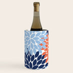 Navy Blue Orange Flower Burst Floral Pattern Dahlia Flower Petals Wine Chiller Gallery Image 2