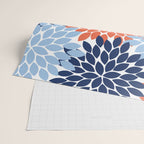 Navy Blue Orange Flower Burst Floral Pattern Dahlia Flower Petals Wrapping Paper Gallery Image 2