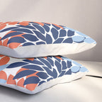 Navy Blue Orange Flower Burst Floral Pattern Dahlia Flower Petals Pillow Sham Gallery Image 3