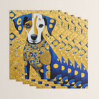 Gustav Klimt Style Dog with Blue and Gold Geometric Patterns Wrapping Paper Gallery Image 3