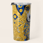 Gustav Klimt Style Dog with Blue and Gold Geometric Patterns Travel Mug Gallery Image 3