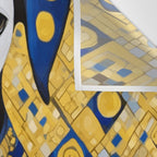 Gustav Klimt Style Dog with Blue and Gold Geometric Patterns Wall Tapestry Gallery Image 3