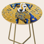 Gustav Klimt Style Dog with Blue and Gold Geometric Patterns Side Table Gallery Image 2