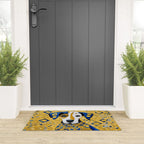 Gustav Klimt Style Dog with Blue and Gold Geometric Patterns Welcome Mat Gallery Image 3