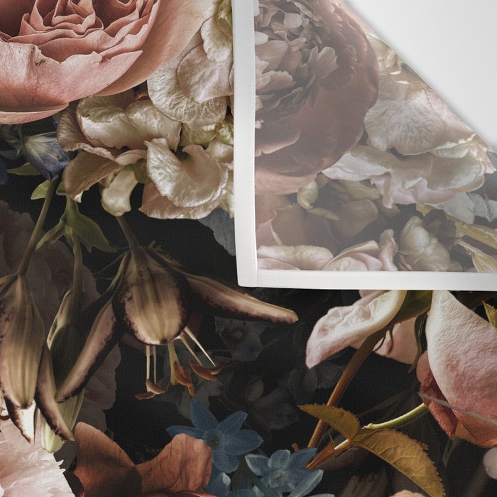 Vintage & Shabby Chic- Real Roses And Peonies Lush Midnight Flowers Botanical Garden Wall Tapestry Gallery Image 3