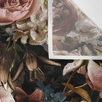 Vintage & Shabby Chic- Real Roses And Peonies Lush Midnight Flowers Botanical Garden Wall Tapestry Gallery Image 3