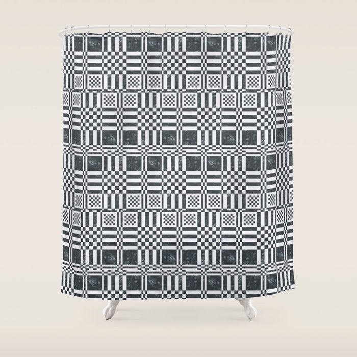 Structured Lines Grid Shower Curtain Gallery Image 1