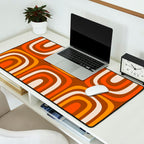 Midcentury Modern Confaab Abstract Pattern in Retro 70s Light Brown and Orange Desk Mat Gallery Image 2