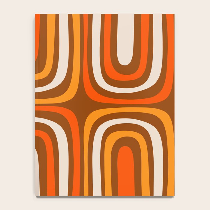 Midcentury Modern Confaab Abstract Pattern in Retro 70s Light Brown and Orange Notebook Gallery Image 4