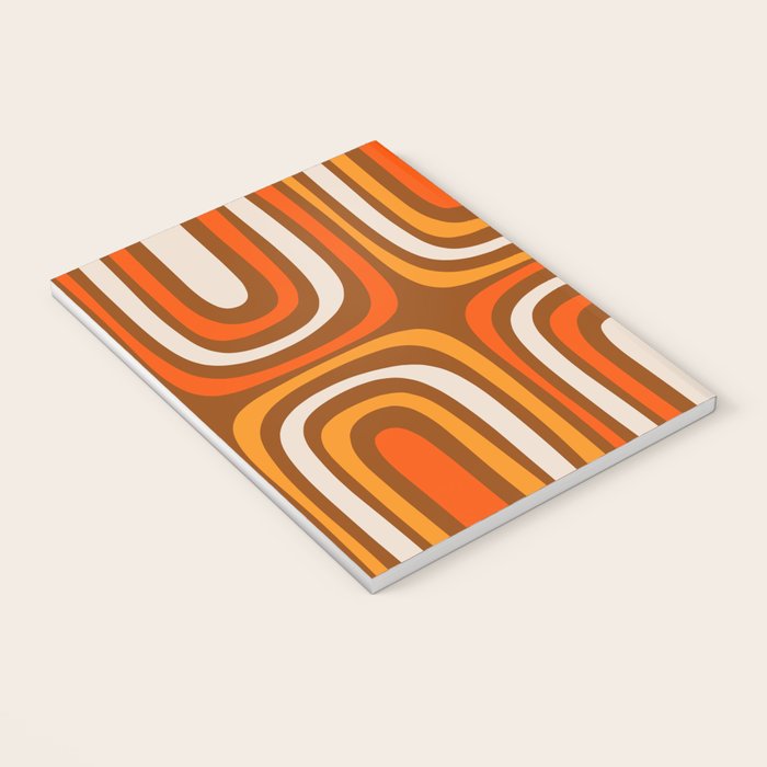 Midcentury Modern Confaab Abstract Pattern in Retro 70s Light Brown and Orange Notebook Gallery Image 3
