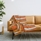 Midcentury Modern Confaab Abstract Pattern in Retro 70s Light Brown and Orange Throw Blanket Gallery Image 1