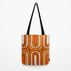 Midcentury Modern Confaab Abstract Pattern in Retro 70s Light Brown and Orange Tote Bag Gallery Image 2