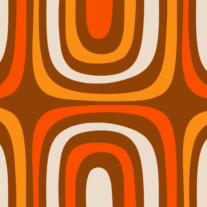 Midcentury Modern Confaab Abstract Pattern in Retro 70s Light Brown and Orange Coffee Mug Gallery Image 2