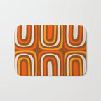 Midcentury Modern Confaab Abstract Pattern in Retro 70s Light Brown and Orange Bath Mat Gallery Image 1