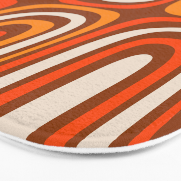 Midcentury Modern Confaab Abstract Pattern in Retro 70s Light Brown and Orange Bath Mat Gallery Image 3