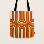 Midcentury Modern Confaab Abstract Pattern in Retro 70s Light Brown and Orange Tote Bag Gallery Image 1