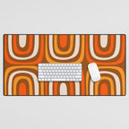 Midcentury Modern Confaab Abstract Pattern in Retro 70s Light Brown and Orange Desk Mat Gallery Image 1