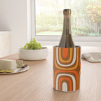 Midcentury Modern Confaab Abstract Pattern in Retro 70s Light Brown and Orange Wine Chiller Gallery Image 4