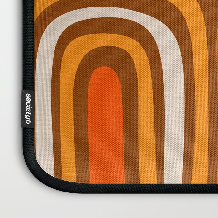 Midcentury Modern Confaab Abstract Pattern in Retro 70s Light Brown and Orange Laptop Sleeve Gallery Image 3