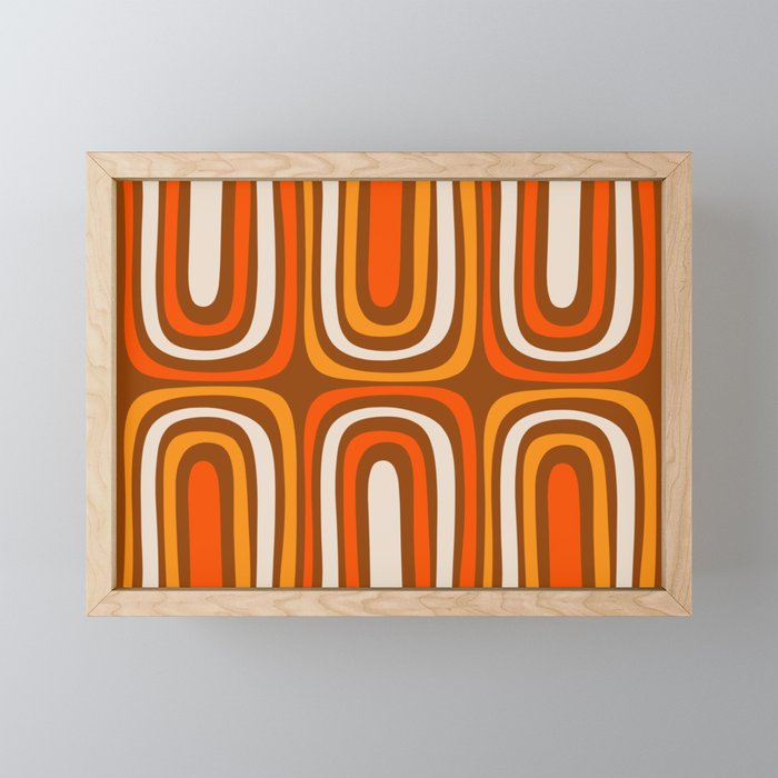 Midcentury Modern Confaab Abstract Pattern in Retro 70s Light Brown and Orange Mini Art Print Gallery Image 1
