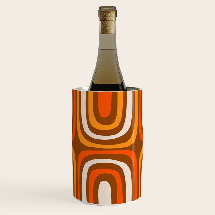 Midcentury Modern Confaab Abstract Pattern in Retro 70s Light Brown and Orange Wine Chiller Gallery Image 1