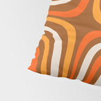 Midcentury Modern Confaab Abstract Pattern in Retro 70s Light Brown and Orange Pillow Sham Gallery Image 4